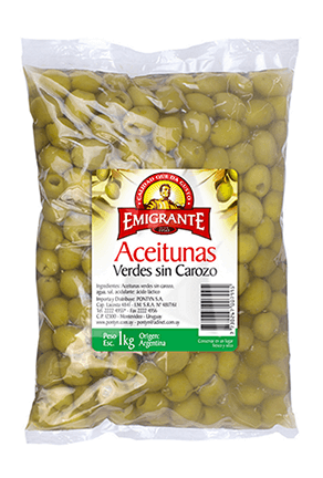 Aceituna Emigrante Verde Sin Carozo Bolsa 1Kg