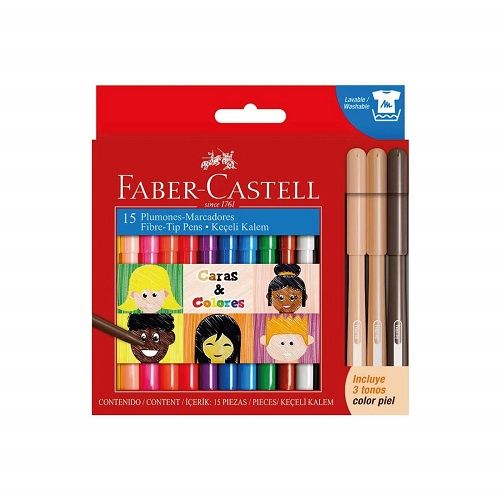 MARCADORES FABER CASTELL FIESTA CARAS COLORES 12+3UN