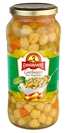 Garbanzo Emigrante Cocidos Con Vegetales Frasco 570Gr