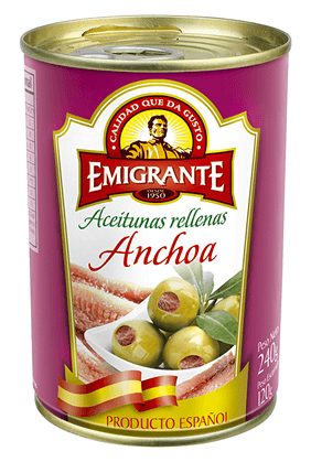 Aceituna Emigrante Rellena Verde Con Anchoa 120Gr
