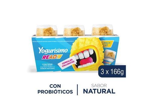 Yogur Yogurisimo Cereales Ready Azucarados 492Gr 3Un