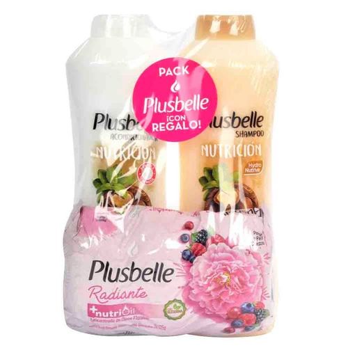 Shampoo Plusbelle Nutricion 1Lt +Acondicionador+Jabon