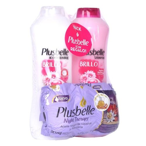 Shampoo Plusbelle Brillo 1Lt +Acondicionador+Jabon
