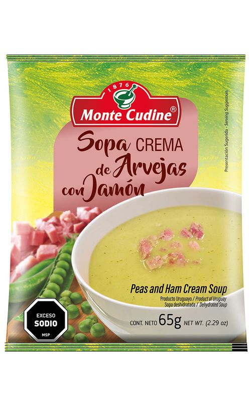 Sopa Monte Cudine Crema Arvejas Con Jamon 65Gr