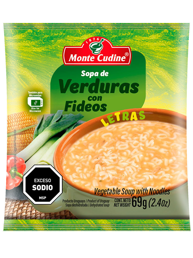 Sopa Monte Cudine Casera Verdura Con Fideos 69gr El Dorado