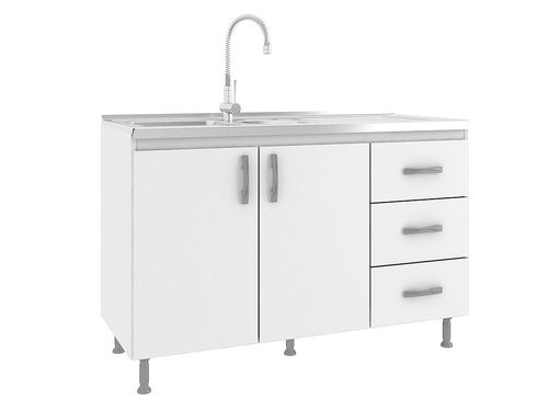 Bajo Mesada Cz601 Blanco 120Cm 2 Puertas Y 3 Cajones