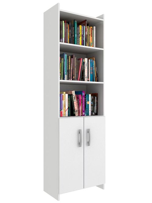 Biblioteca Lv1P Blanca 177X0.52X032Cm 2Puertas Y 3 Estantes