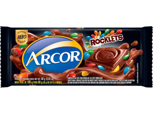 Chocolate Arcor Tableta Rocklets 80Gr