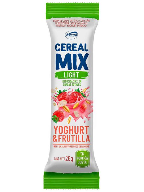 Cereal En Barra Mix Light Yogurt/Frutilla 26Gr