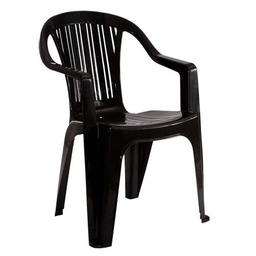 Silla Garden Life Titan Negra Apil Plastico Con Apoya Brazos