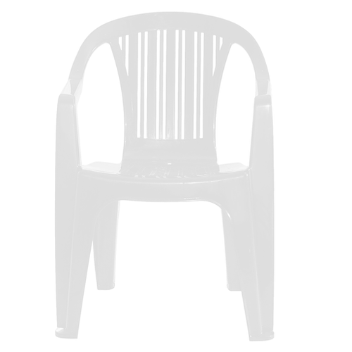 Silla Garden Life Titan Blanca Apilable Plastico Con Apoya Brazos