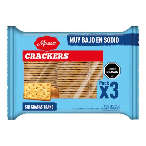 Galletas Mazzei Crackers Clásicas Tripack 330Gr Bajo En Sodi