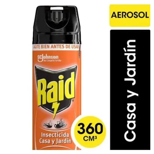 Insecticida Raid Casa Y Jardin Aerosol 360Cc