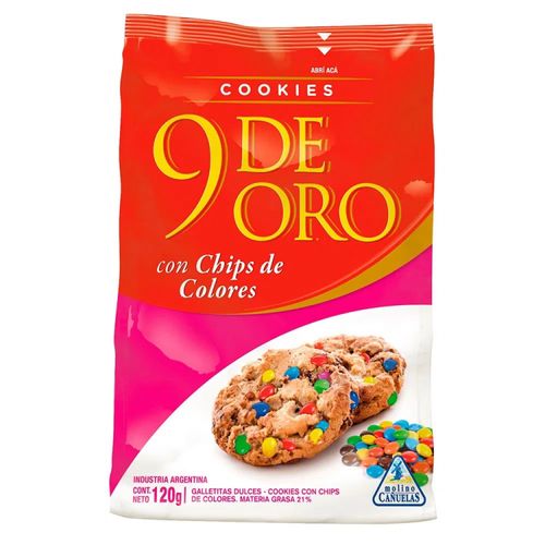 Galleta 9 De Oro Cookies Con Chips Colores 120Gr