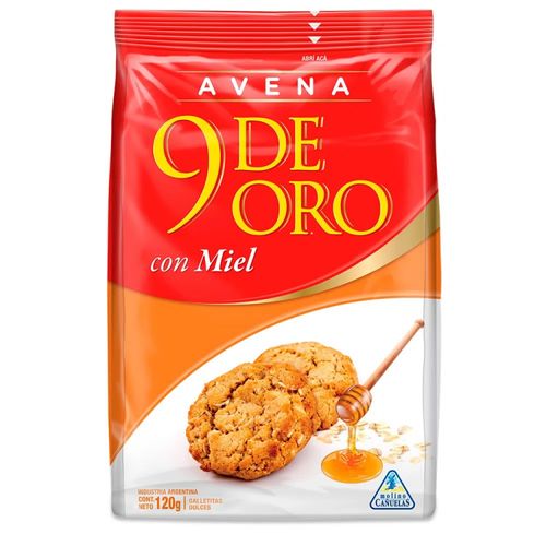 Gelleta 9 De Oro Avena Miel 120Gr