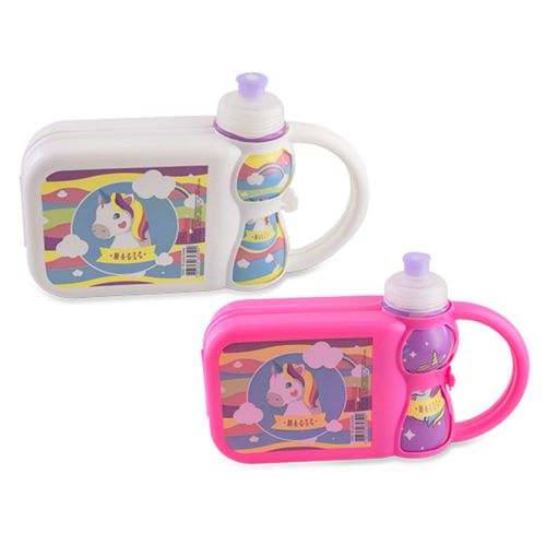 Lunchera Plasduran Unicornio Con Botella