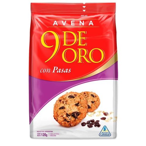 Galleta 9 De Oro Avena Con Pasas 120Gr