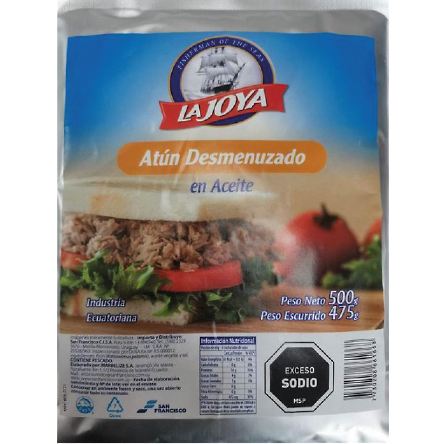 ATUN LA JOYA EN ACEITE DESMENUZADO 500GR El Dorado