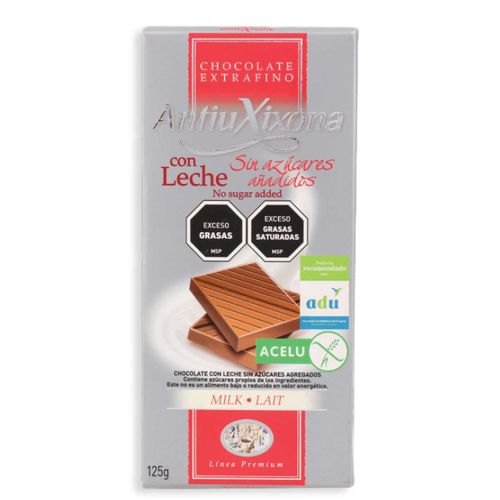 Chocolate Antiu Xixona S/Azucar Leche 125Gr