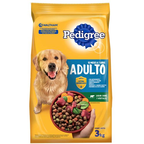ALIMENTO PEDIGREE ADULTO CARNE Y VEGETALES 3KG