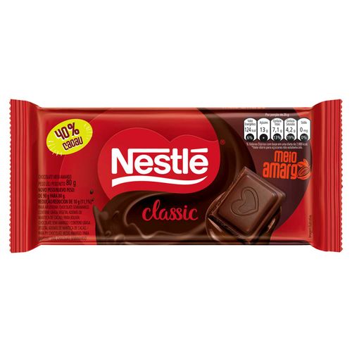 Chocolate Nestle Tableta Medio Amargo 80Gr