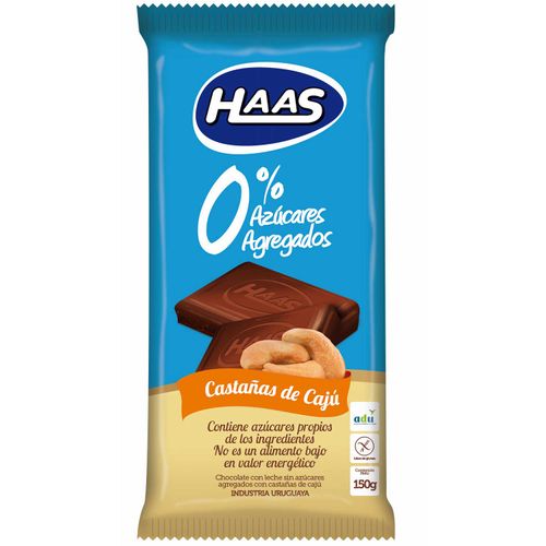 Chocolate Haas Tableta Castaña Cajú 150Grs