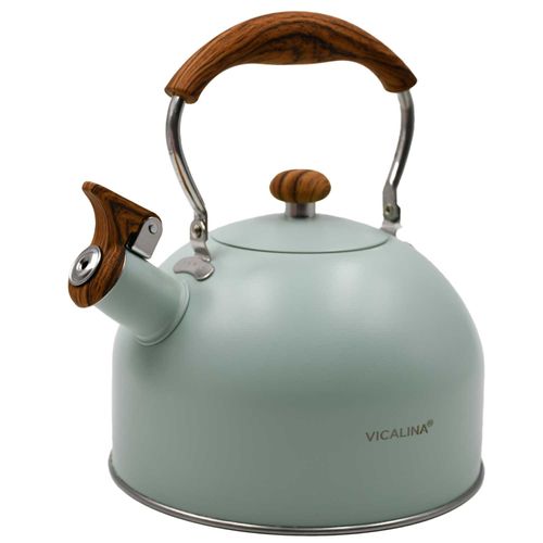 Pava Colores Opcos 2.5 L con Mango Símil Madera con Pico Silbador
