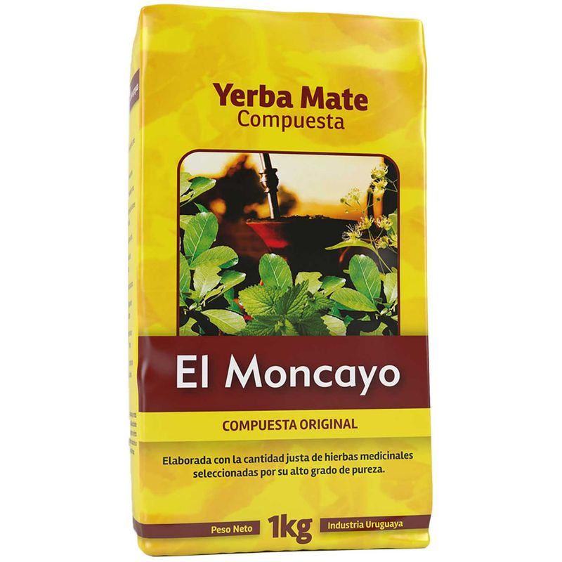 2 Packs Yerba Mate Moncayo 1kg Compuesta Original Uruguay Tea 