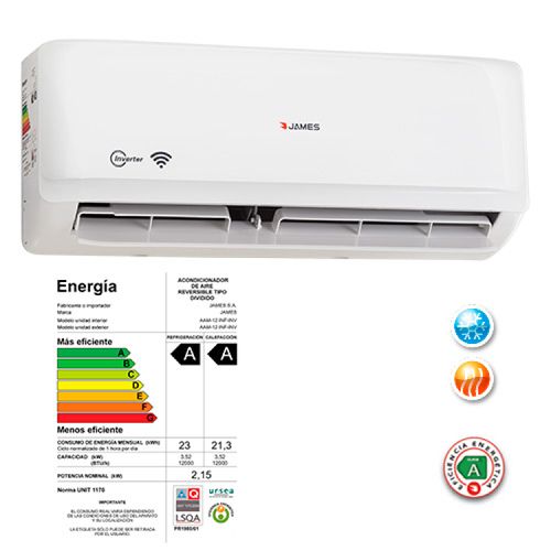 AIRE ACONDICIONADO JAMES AAM-12INF-INV INVERTER 12000BTU