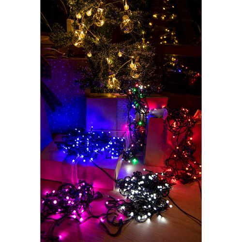 LUZ LED CONICA MULTICOLOR C/FICHA ACOPLE 100 LUCES - 9 MT