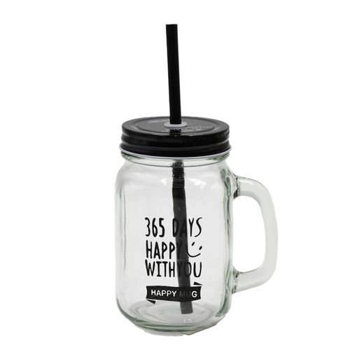JARRO DY004 CON SORBITO VIDRIO 450ML METAL BLANCO Y NEGRO