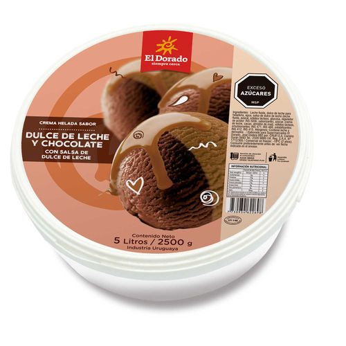 Helado El Dorado 5 L Marmolado: Dulce De Leche Y Chocolate Con Salsa De Dulce De Leche