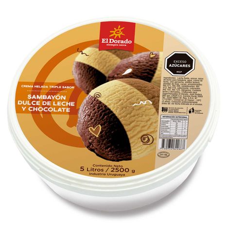 Helado El Dorado 5 L Sambayón, Dulce De Leche Y Chocolate