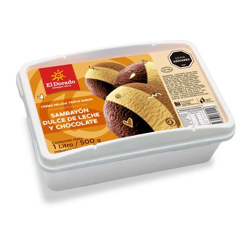 Helado El Dorado 1 L Sambayón, Dulce de Leche Y Chocolate