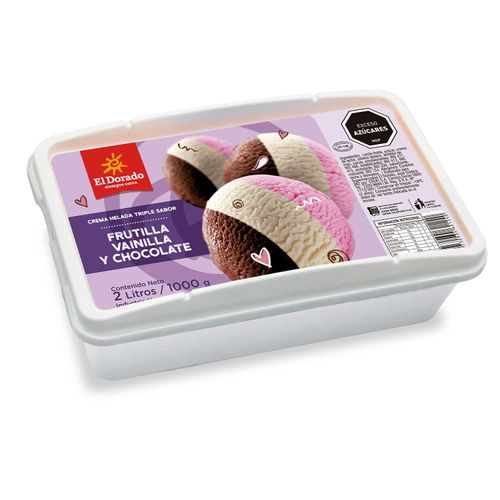 Helado El Dorado 2 L Vainilla, Chocolate Y Frutilla