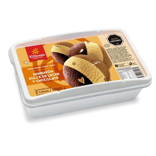 Helado El Dorado 2 L Sambayón, Dulce De Leche Y Chocolate