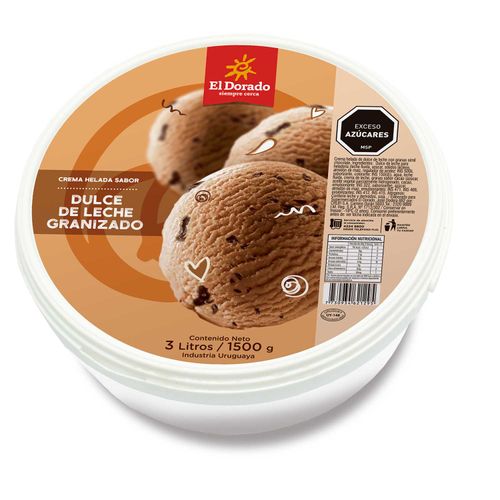 Helado El Dorado 3 L Dulce De Leche Granizado