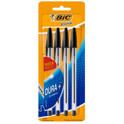 BOLIGRAFO BIC CRISTAL NEGRO 4UN