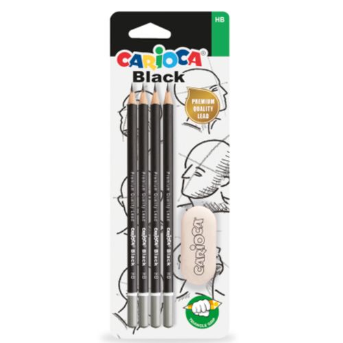 LAPICES CARIOCA 36002 HB CON GOMA 4UN BLISTER