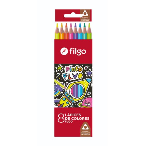 LAPICES FILGO PINTO DE COLORES FLUO 8UN RESINA