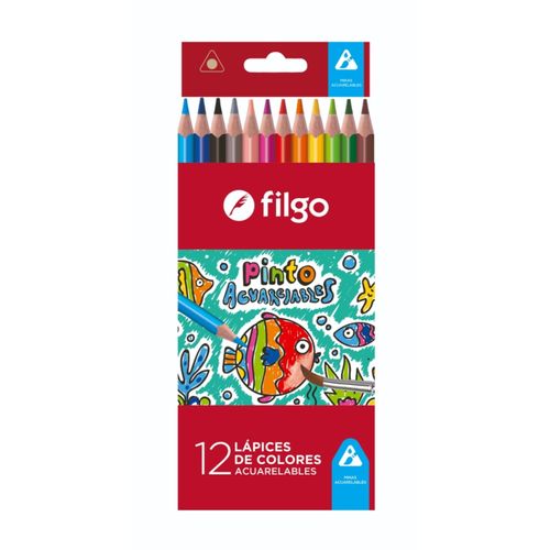 LAPICES FILGO PINTO DE COLORES ACUARELABLES 12UN RESINA