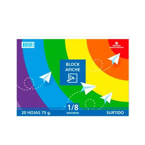 BLOCK ARTESCO PAPEL AFICHE 1/8W COLORES SURTIDOS