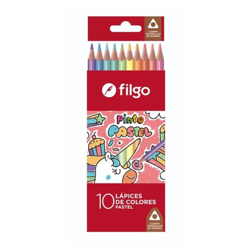 LAPICES FILGO PINTO DE COLOR PASTEL/FLUO 10UN RESINA
