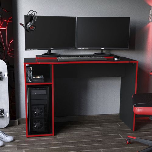ESCRITORIO GAMER XIDI CON BORDE ROJO MDP 75.5X115.4X58CM