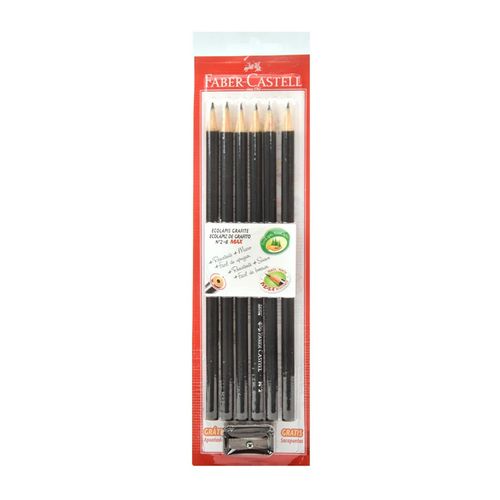 LAPIZ FABER CASTELL SM1205AP NEGRO 6UN + SACAPUNTA