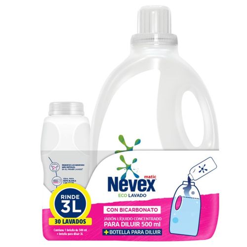 Jabón Líquido Nevex Bicarbonato Para Diluir 500 ml + Botella Regalo