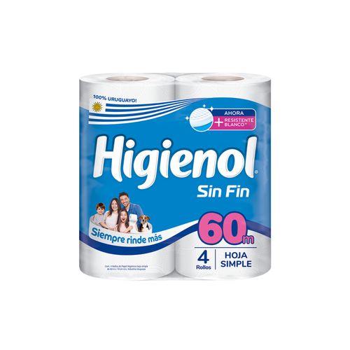 Papel Higienico Higienol Sin Fin 60Mt 4Rollos