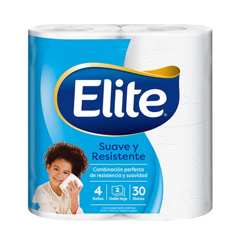 Papel Higienico Elite Suave Y Resistente Doble Hoja 4 Unidades 30 Mts C/U