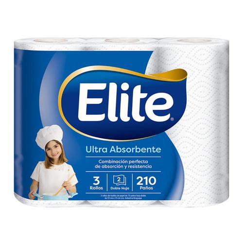 Toalla De Papel Elite Ultra 210 Paños X3