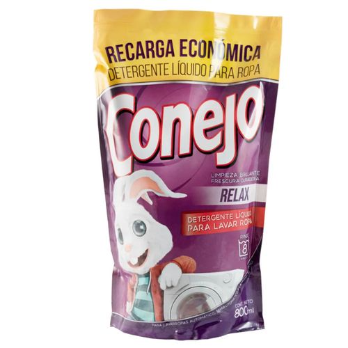 Detergente Liquido Conejo Relax Lavaropa Doypack 800Ml